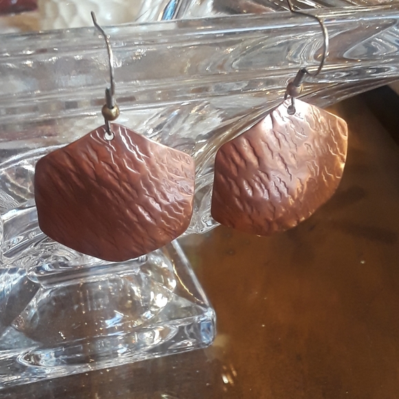 Textured Copper Earrings - Picture 1 of 4